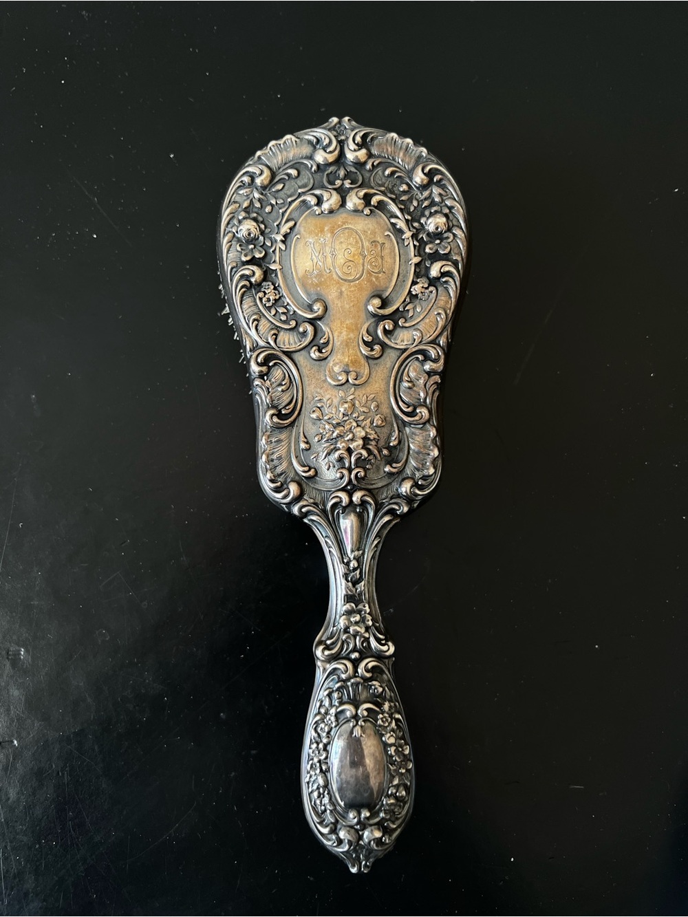 Antique Gorham Sterling Silver Hair Brush Buttercup Pattern 23 Repousse Floral